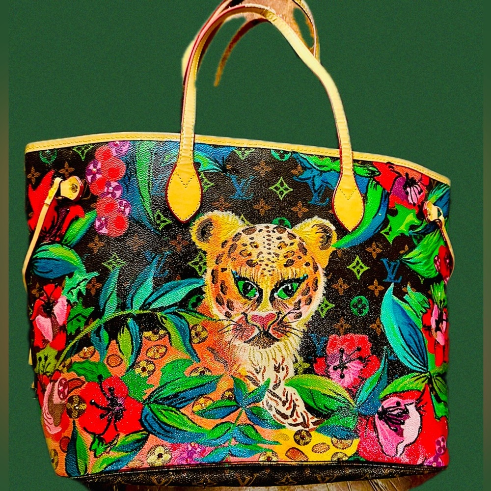 LV Up Cycled Metallic Hand Re-Finished Painted & Adorned W Crystals Gloss Finish - Picture 8 of 14